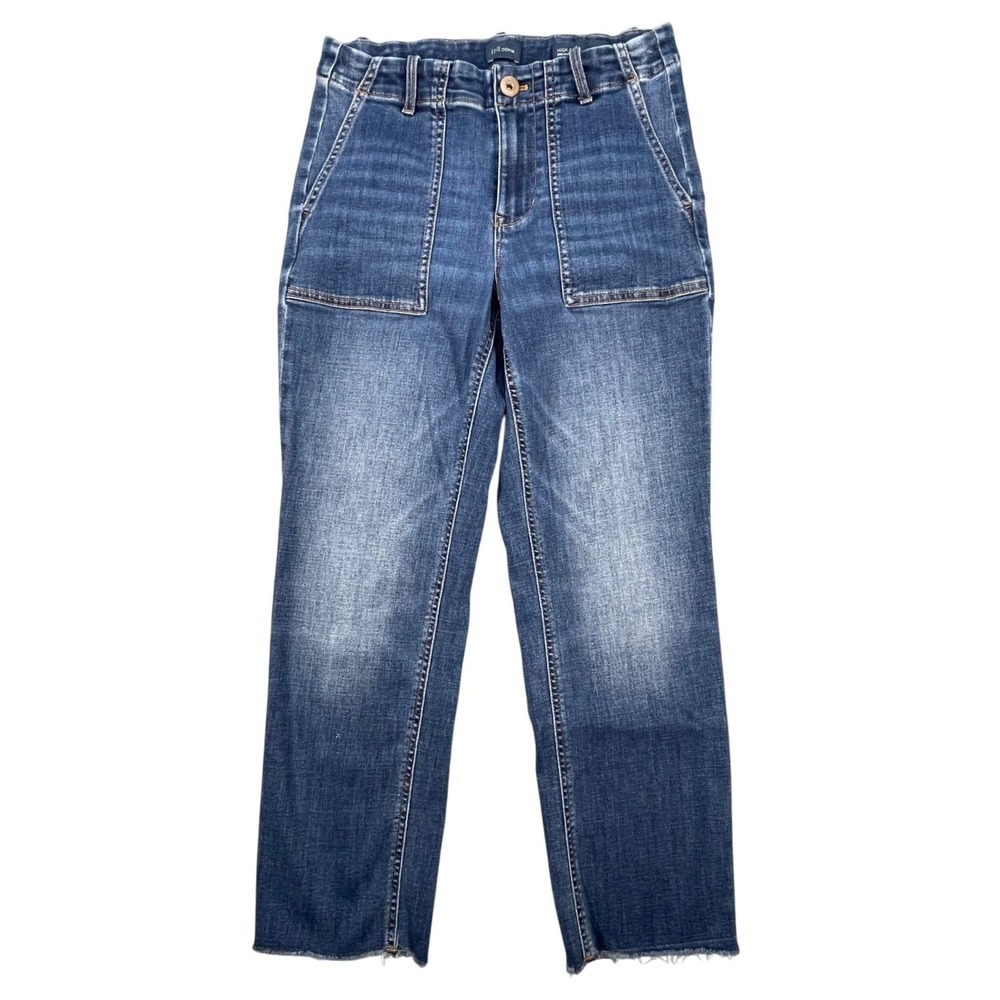 J. Jill Blue High Rise Straight Leg Utility Patch Pocket Jeans Womens 4P